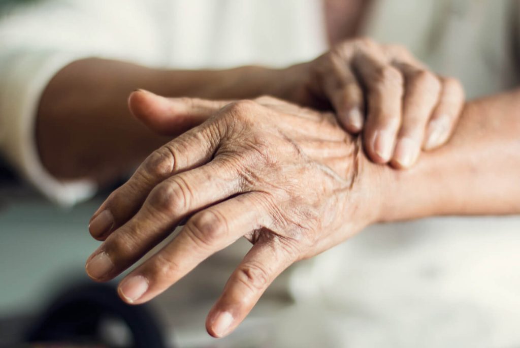 Close up of hands in pain.